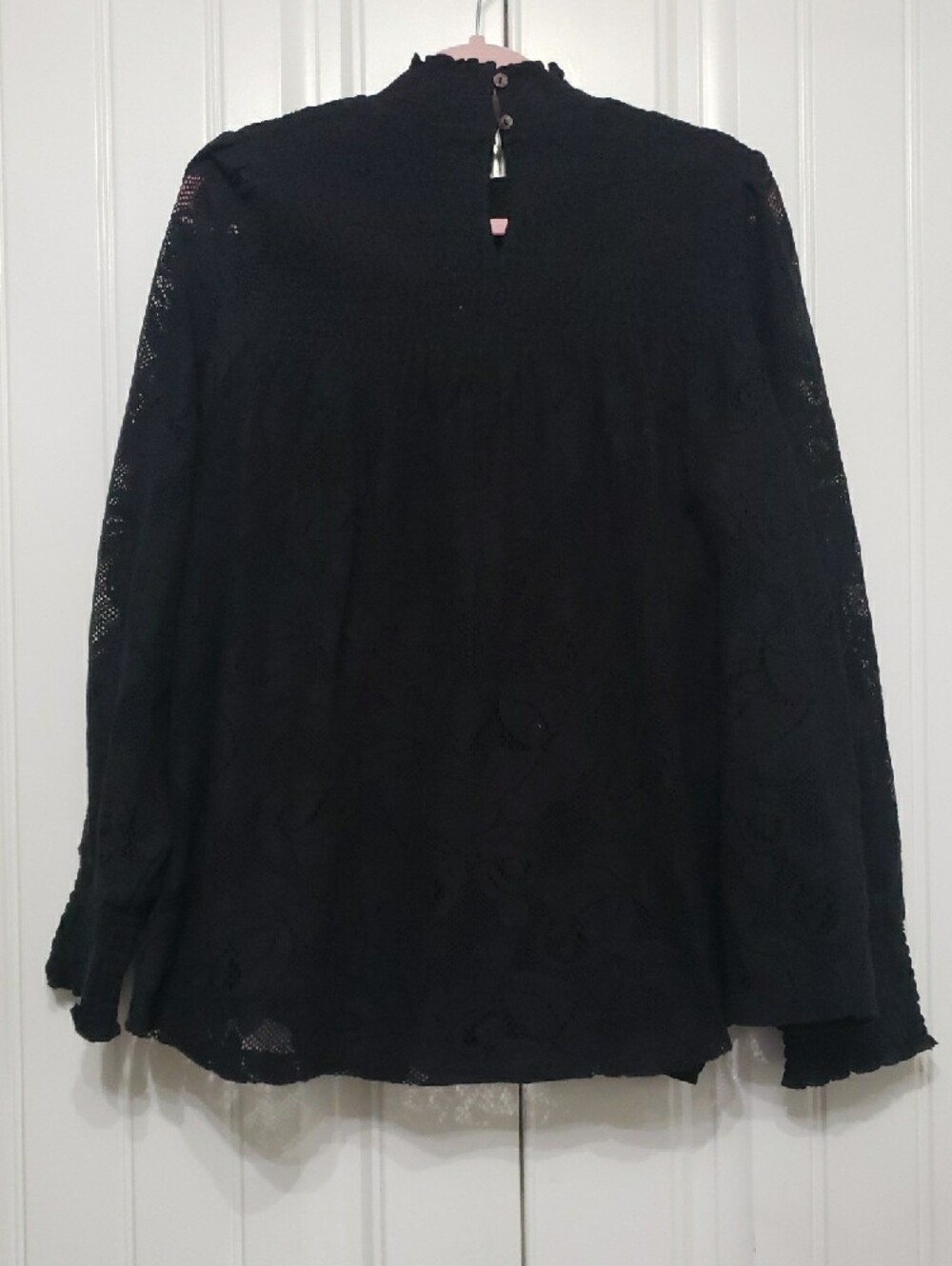 Sundance Black Lace Long Sleeve Blouse Size XL - Picture 7 of 10